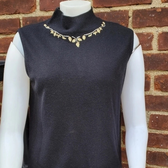 Vintage Gold Leaf embroidery Sweater Set M - Picture 9 of 10